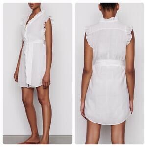FRAME Lauren Ruffle Dress in White